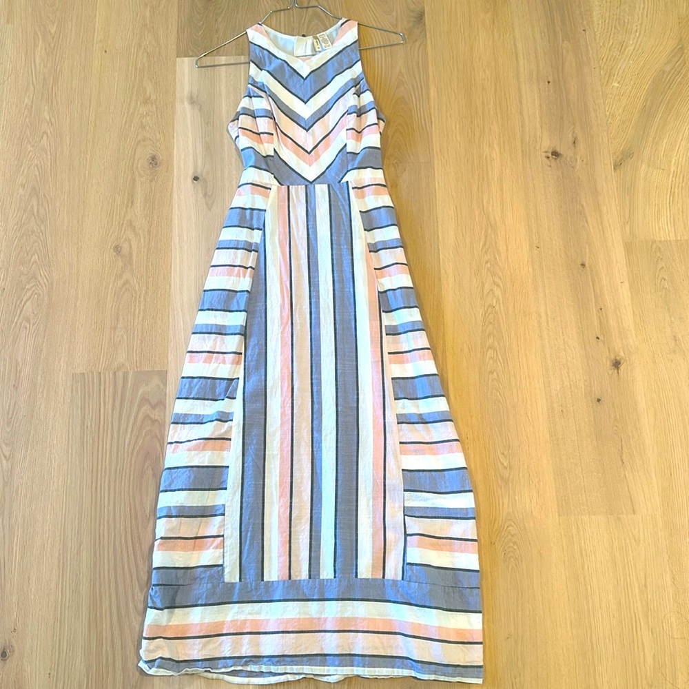 Light Pink and Blue Maxi Dress. Size Medium